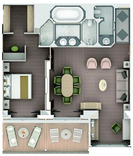 O1 - Owner's 1 Bedroom Suite Plan