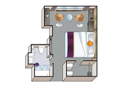 B1 - Stateroom with Drop-Down Panoramic Window Plan