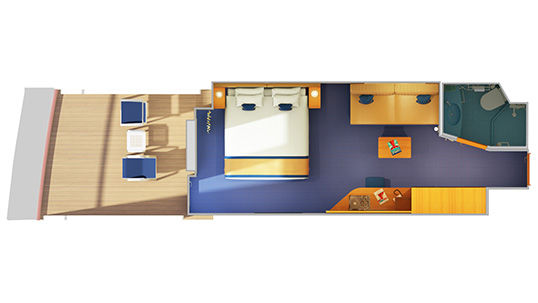 8N - Aft-View Extended Balcony Stateroom Plan