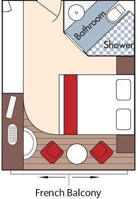 Cat CA - French Balcony Stateroom Plan