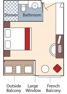 Cat BB - French Balcony & Outside Balcony Stateroom Plan