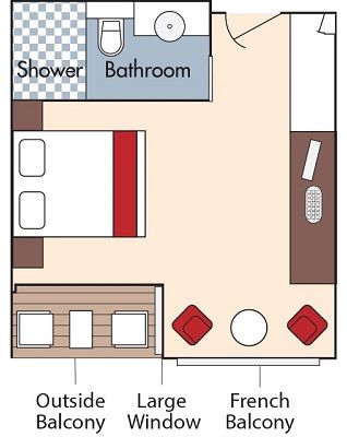 Cat AA - French Balcony & Outside Balcony Stateroom Plan