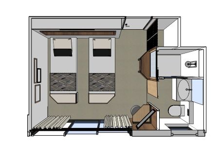 Main Deck 2 Single Beds Suite Plan