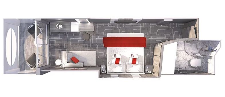 P1 - Deluxe Porthole View Stateroom with Veranda Plan