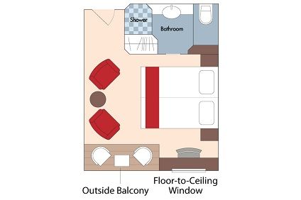 A - Outside Balcony Stateroom Plan