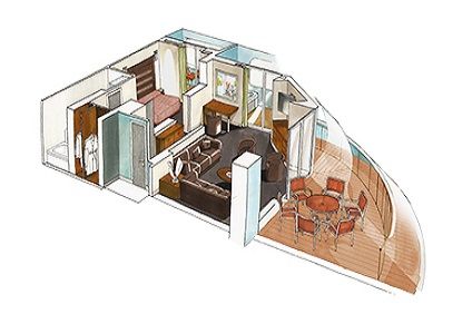 Yacht Club Royal Suite ( Module 58 Sqm - Balcony 70 Sqm - Decks 15  Whirlpool ) Plan