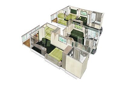 Family 2 Connecting Balcony Cabins Plan