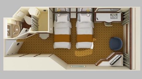 OI - Oceanview Stateroom Interconnecting (Obstructed View) Plan