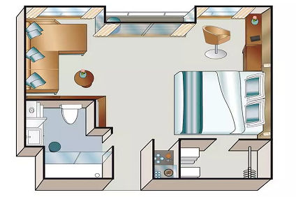 Suite with Walk-Out Exterior Balcony Plan