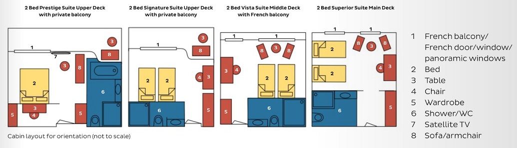 MD - 2 Bed Vista Suite Middle Deck with French Balcony Plan