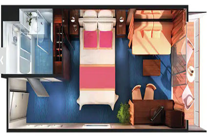M1 - Aft Facing Mini Suite with Balcony (After 14 Sep 2020) Plan