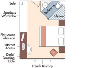 A - French Balcony Stateroom Plan
