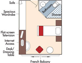Single - French Balcony Stateroom Plan