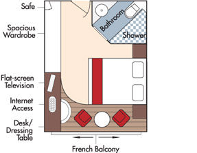 B - French Balcony Stateroom Plan