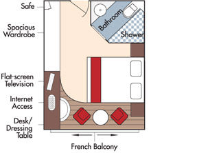 Single - French Balcony Stateroom Plan