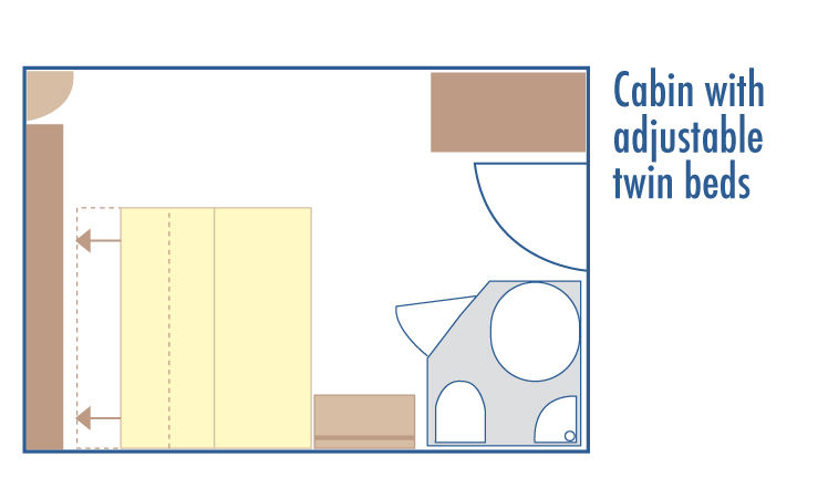 Main deck 2 adjustable twin beds - portholes Plan