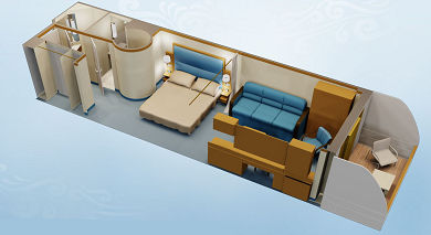 Deluxe Family Oceanview Stateroom with Verandah Plan