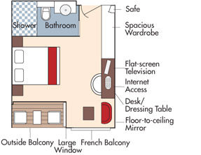 BB - French Balcony & Outside Balcony Stateroom Plan