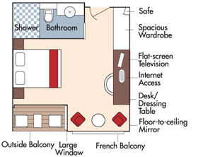 AA - French Balcony & Outside Balcony Stateroom Plan