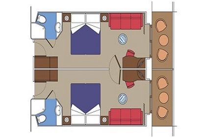 Family 2 Connecting Balcony Cabins Plan