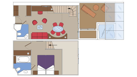 Yacht Club Duplex Suite With Jacuzzi ( Module 59 Sqm - Balcony 23 Sqm - Decks 9-12  Whirlpool ) Plan