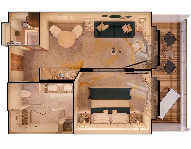 GX - Sapphire Veranda Suite - Mid/Aft Plan