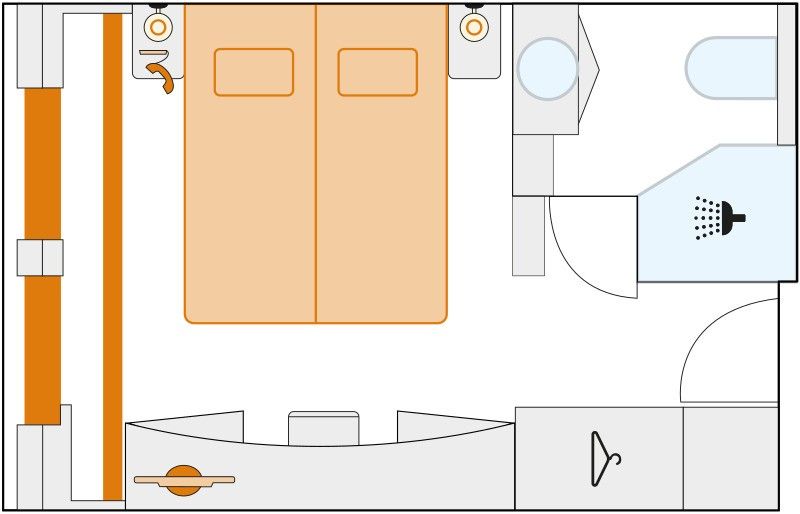 A - Outside Cabin (2 Bed) Plan