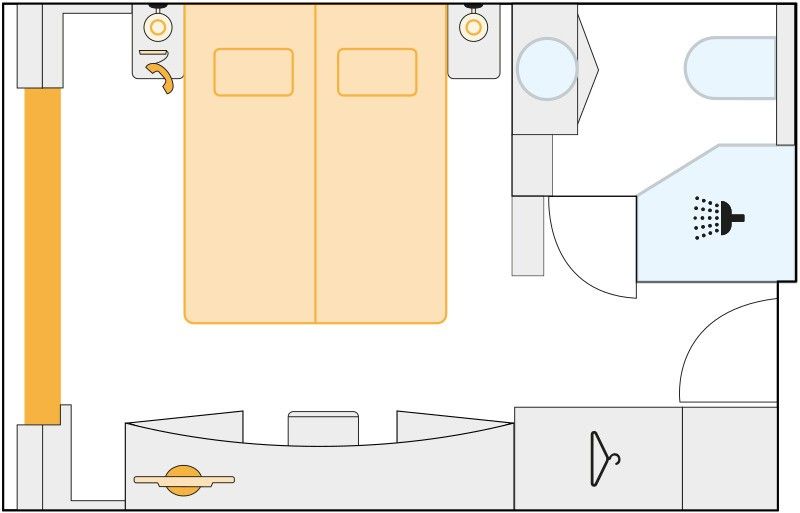 C - Outside Cabin w/Juliette Balcony (2 Bed) Plan