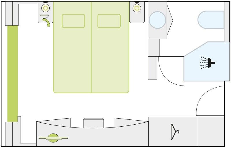 D - Outside Cabin w/Juliette Balcony (2 Bed) Plan