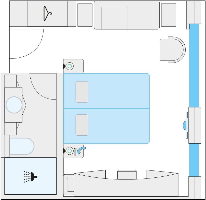E - Junior Suite w/Juliette Balcony (2 Bed) Plan