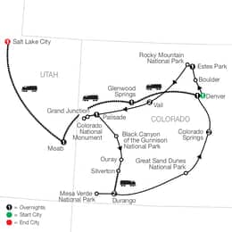 Colorful Colorado Peaks, Parks, and Panoramas with Canyon Spirit Rail Journey (NDE2027)