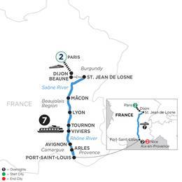 Burgundy and Provence with 2 Nights in Paris, 2 Nights in AixenProvence and 2 Nights in Nice (Southbound) (WJL12022)