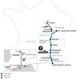 Burgundy and Provence with 2 Nights in Paris, 2 Nights in Nice and 3 Nights in Barcelona (Southbound) (WJL22022)