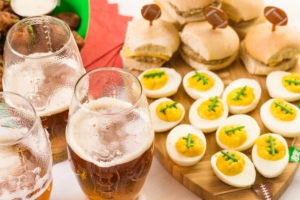 Snacks for watching a football game. Super Bowl day party.