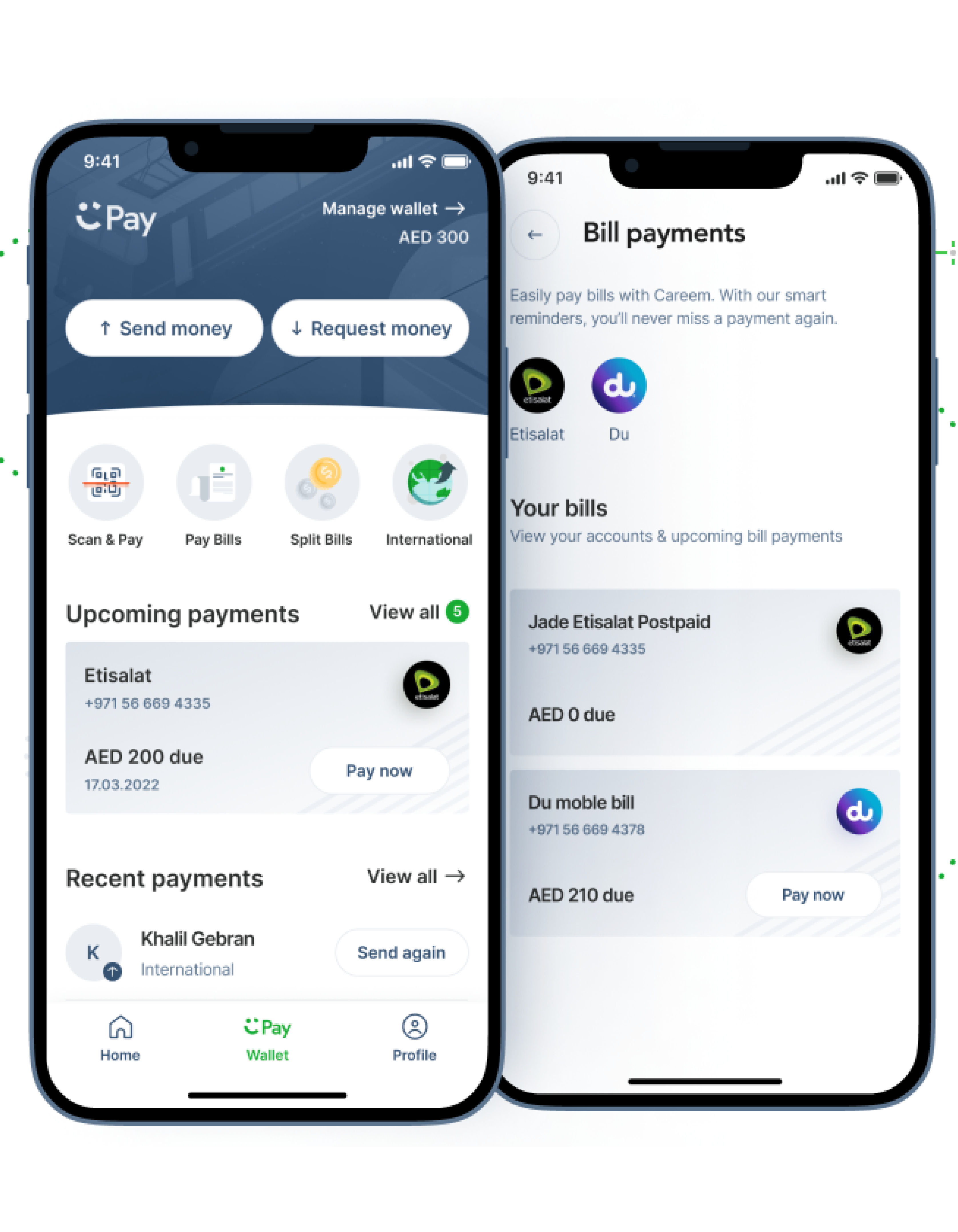 Atteline PR - Careem Pay نموذج واجهة مستخدم مع التفاعل