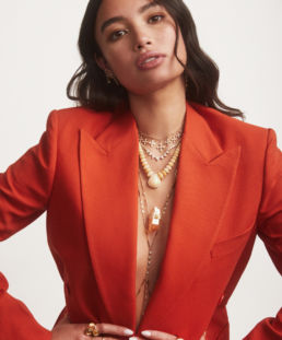 Atteline PR - Jacquie Aiche girl in red coat with jewellery