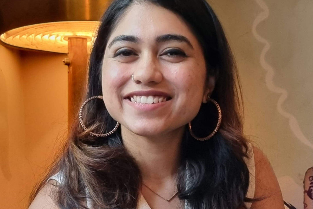 Aishwarya smiling at camera