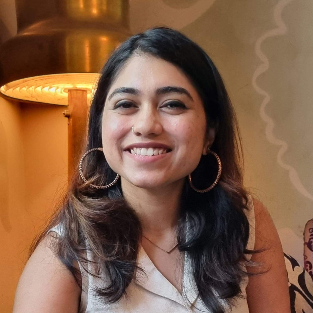 Aishwarya smiling at camera