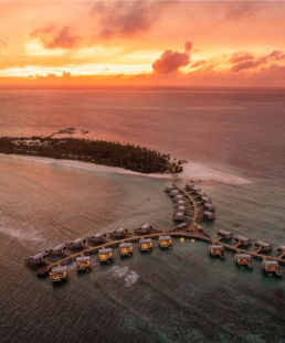 Atteline - Alila Kothaifaru Maldives Resort Top view sunset