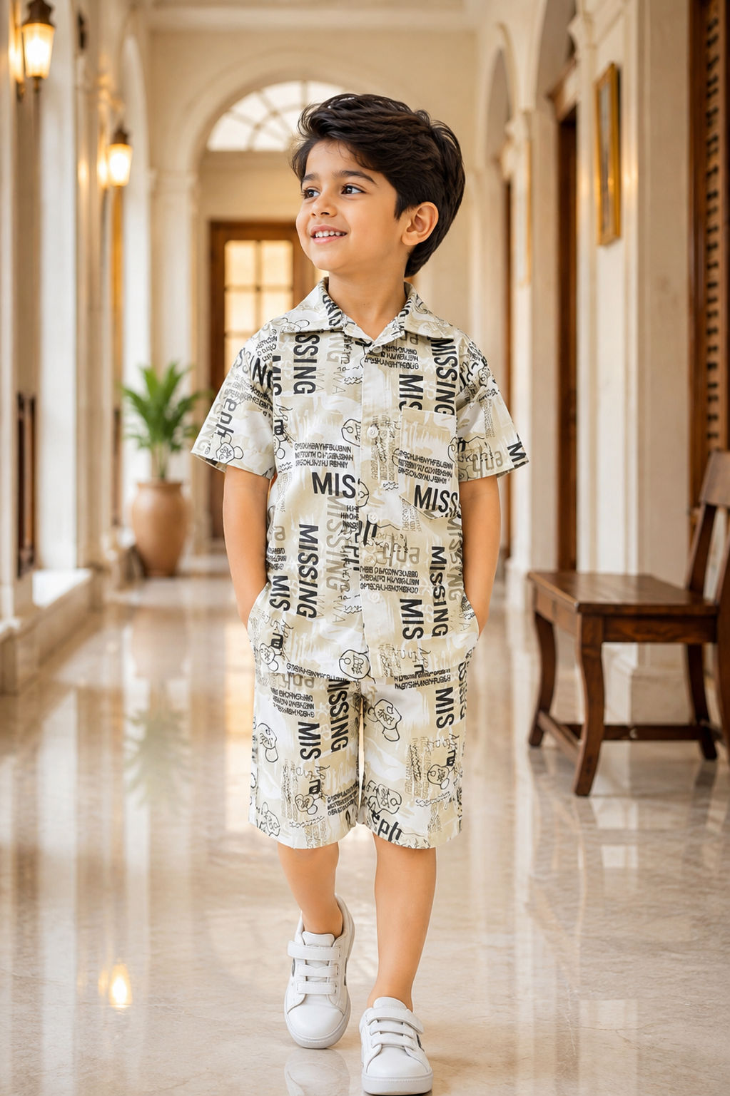 Boy's summer multi print co-ord set 