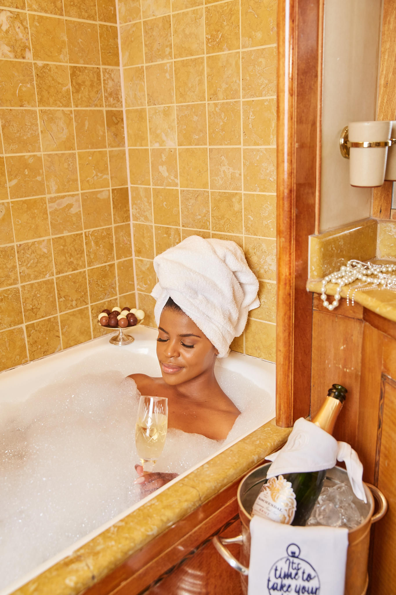 Guest relaxing in the bath