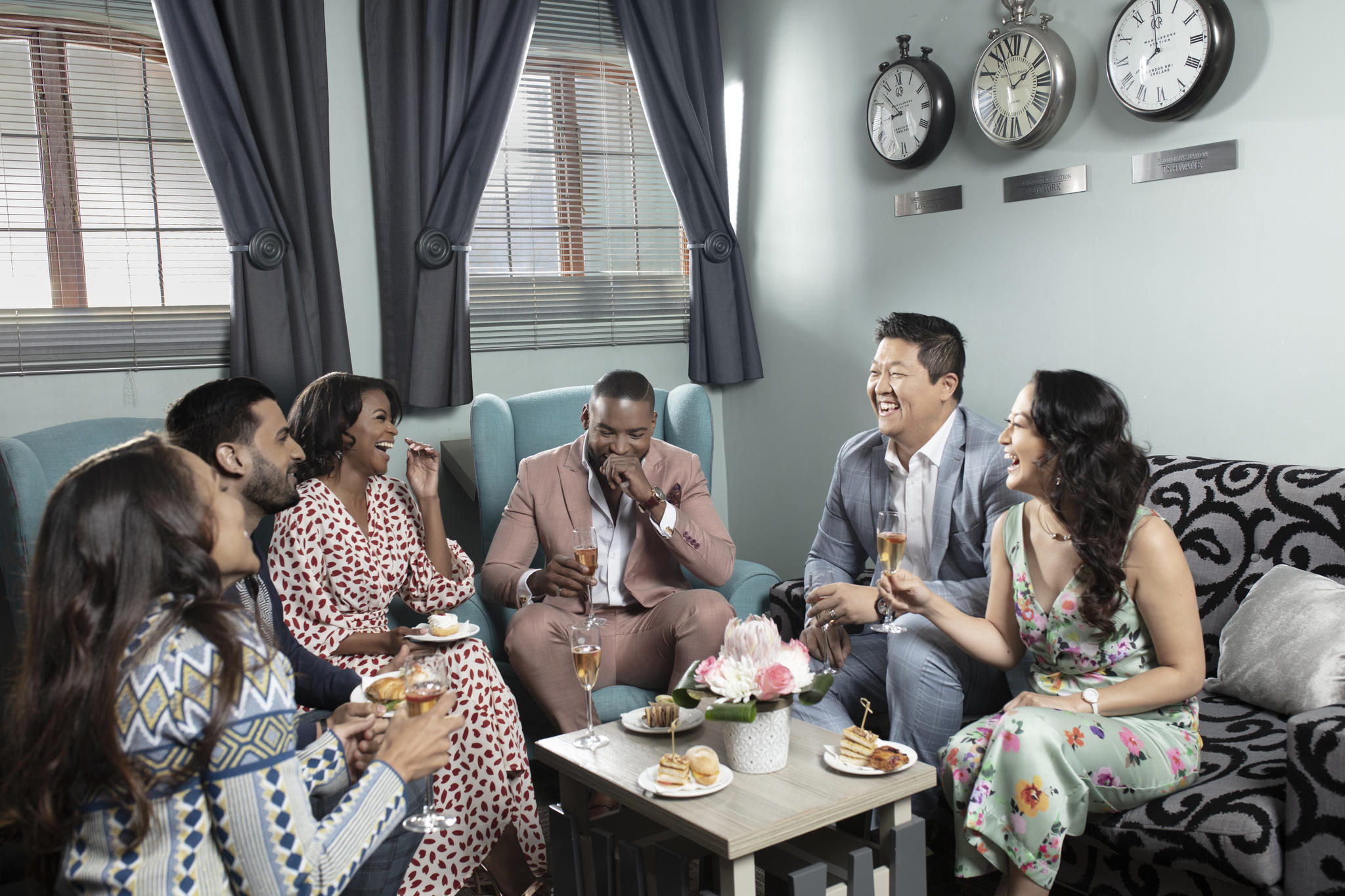 Guests enjoying canapes at VIP pre-departure lounge