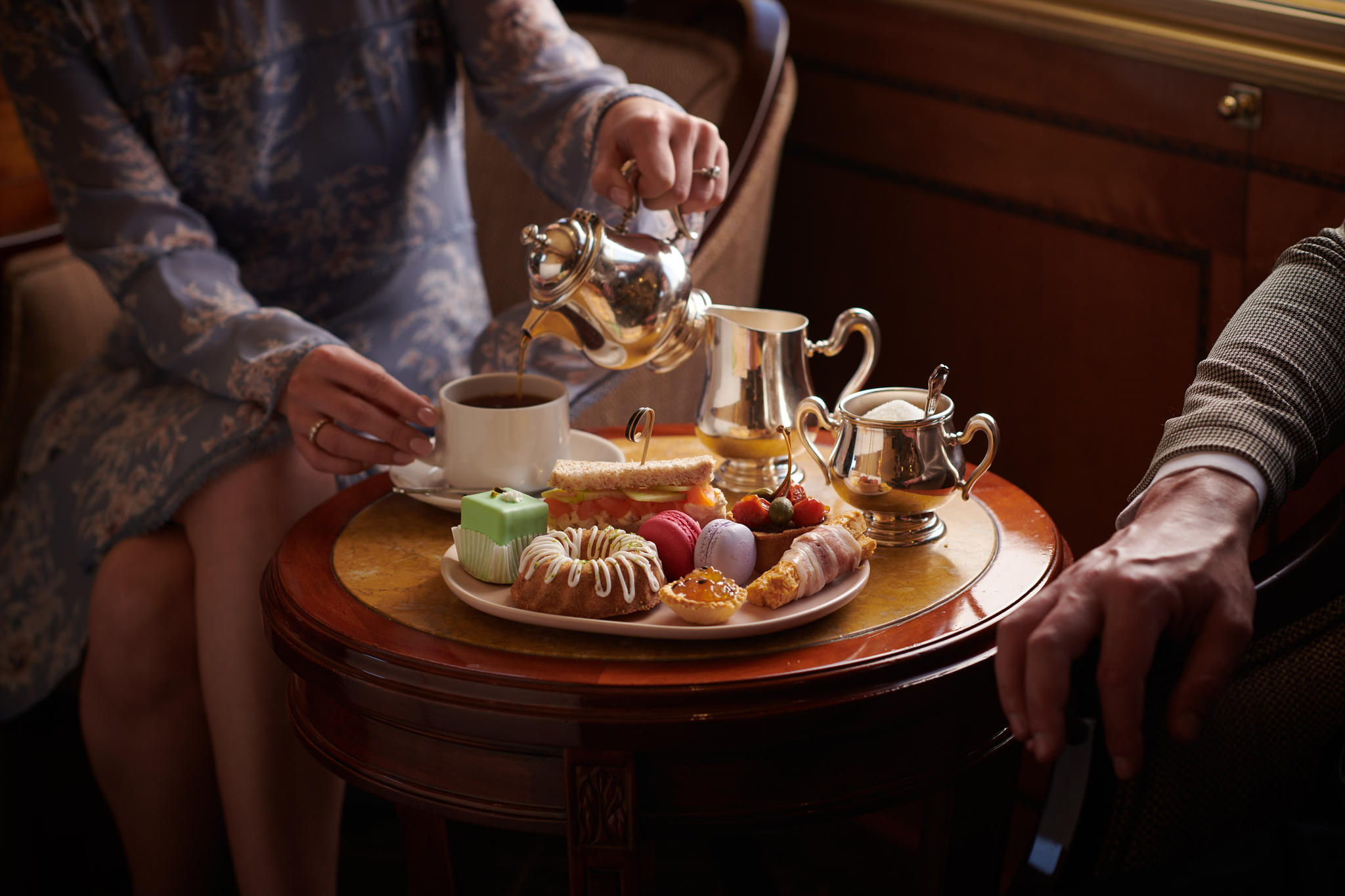 Guests enjoying high tea in the Lounge Car