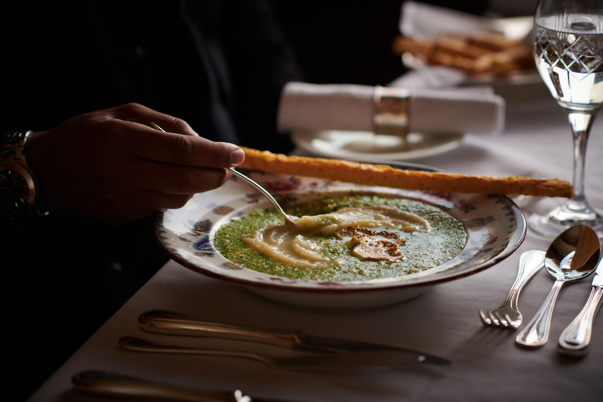 Garnished Green Soup