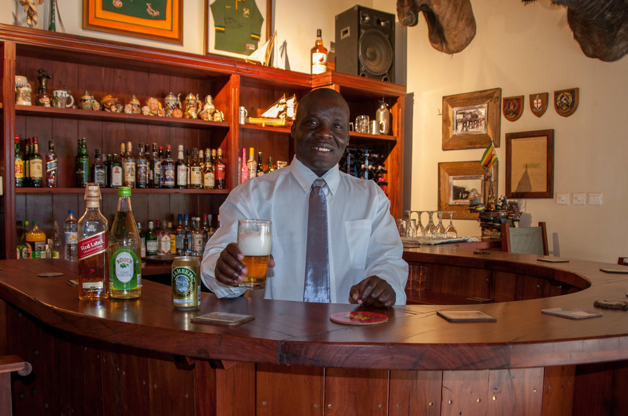 Barman Charles welcomes you to the Bayete Bar