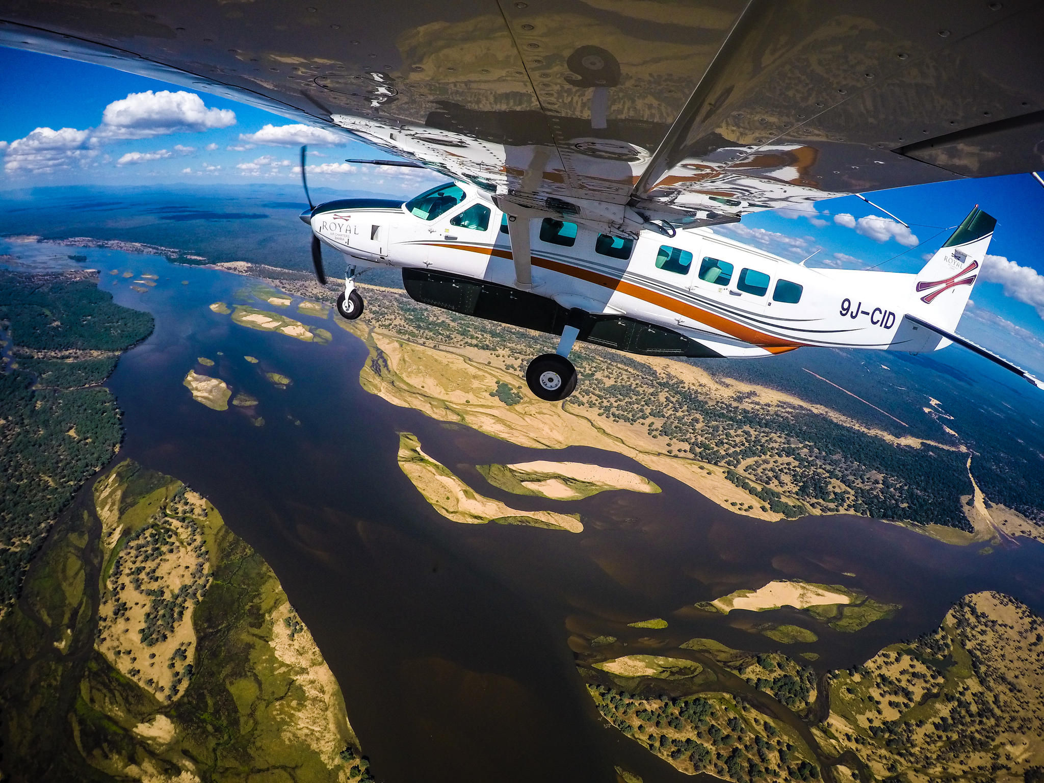 Aerial view of the Zambezi Valley from plane
