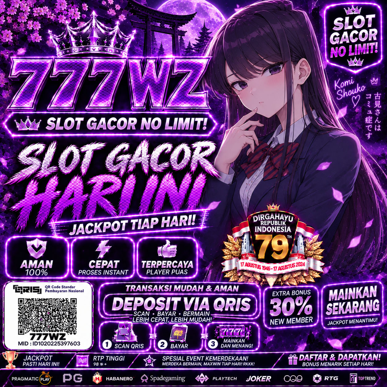 Tampilan utama aplikasi 777WZ dengan akses permainan digital