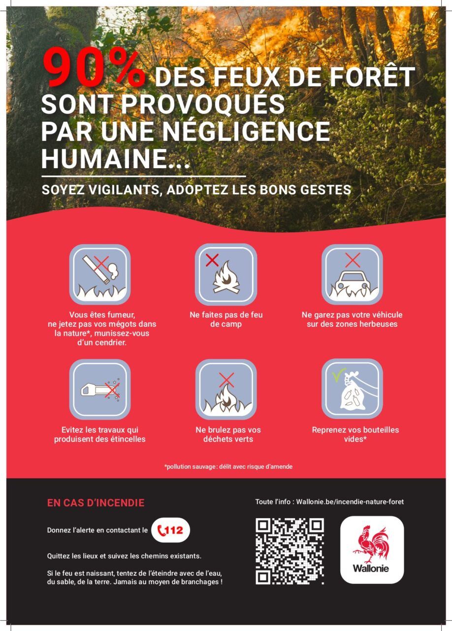 affiche avec les bons réflexes pour éviter les incendies de forêts