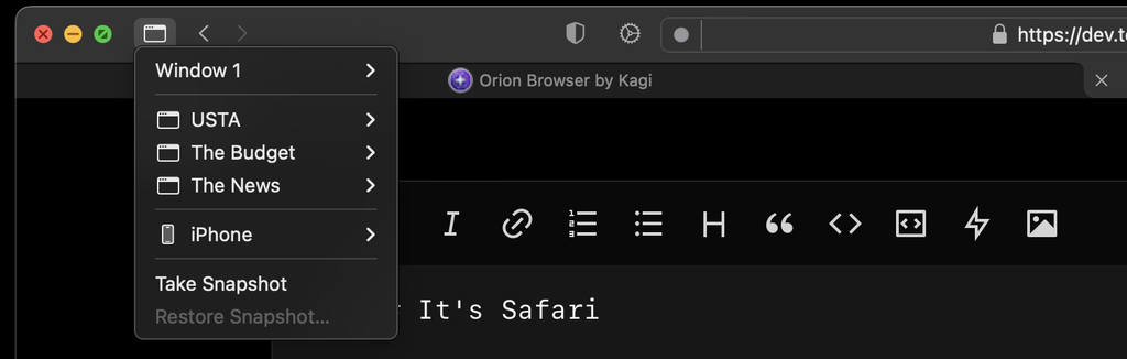 Tab groups in Orion Tab groups in Orion