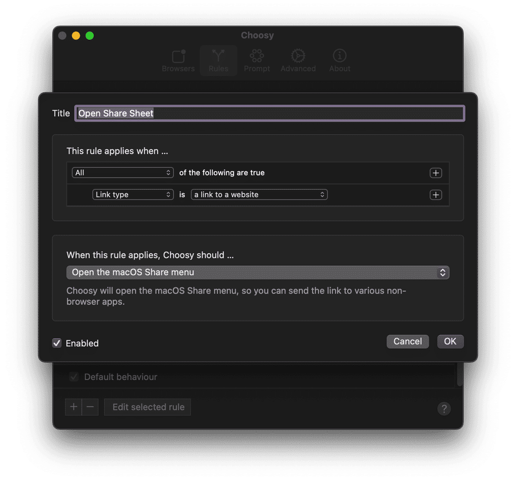 Screenshot of updated rule